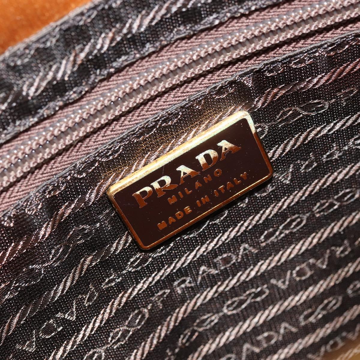PRADA Chain Hand Bag Satin Gold Auth gh1982