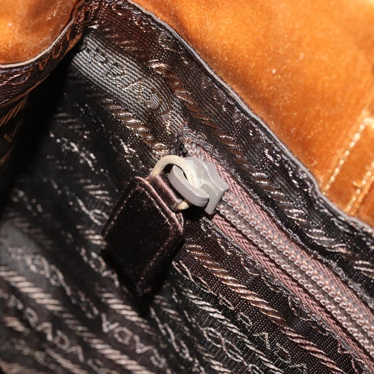 PRADA Chain Hand Bag Satin Gold Auth gh1982