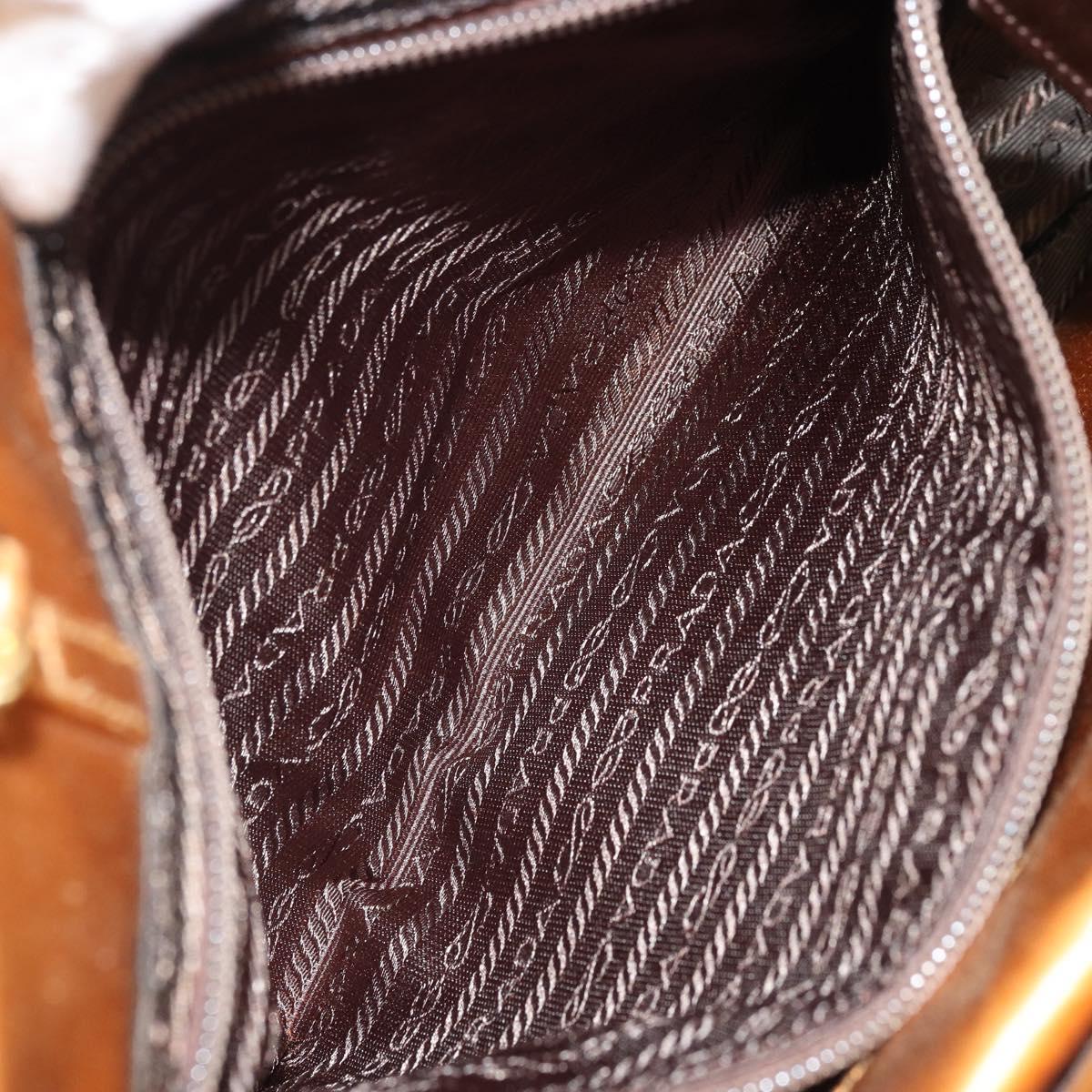 PRADA Chain Hand Bag Satin Gold Auth gh1982