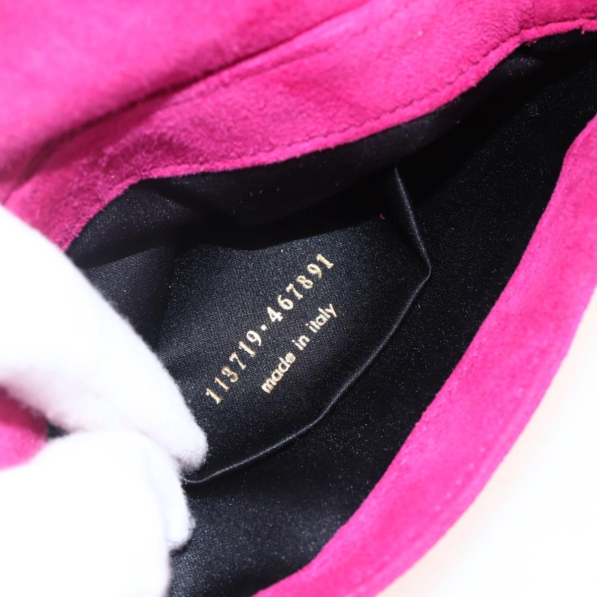 SAINT LAURENT Accessory Pouch Suede Pink Gold Auth gh1983
