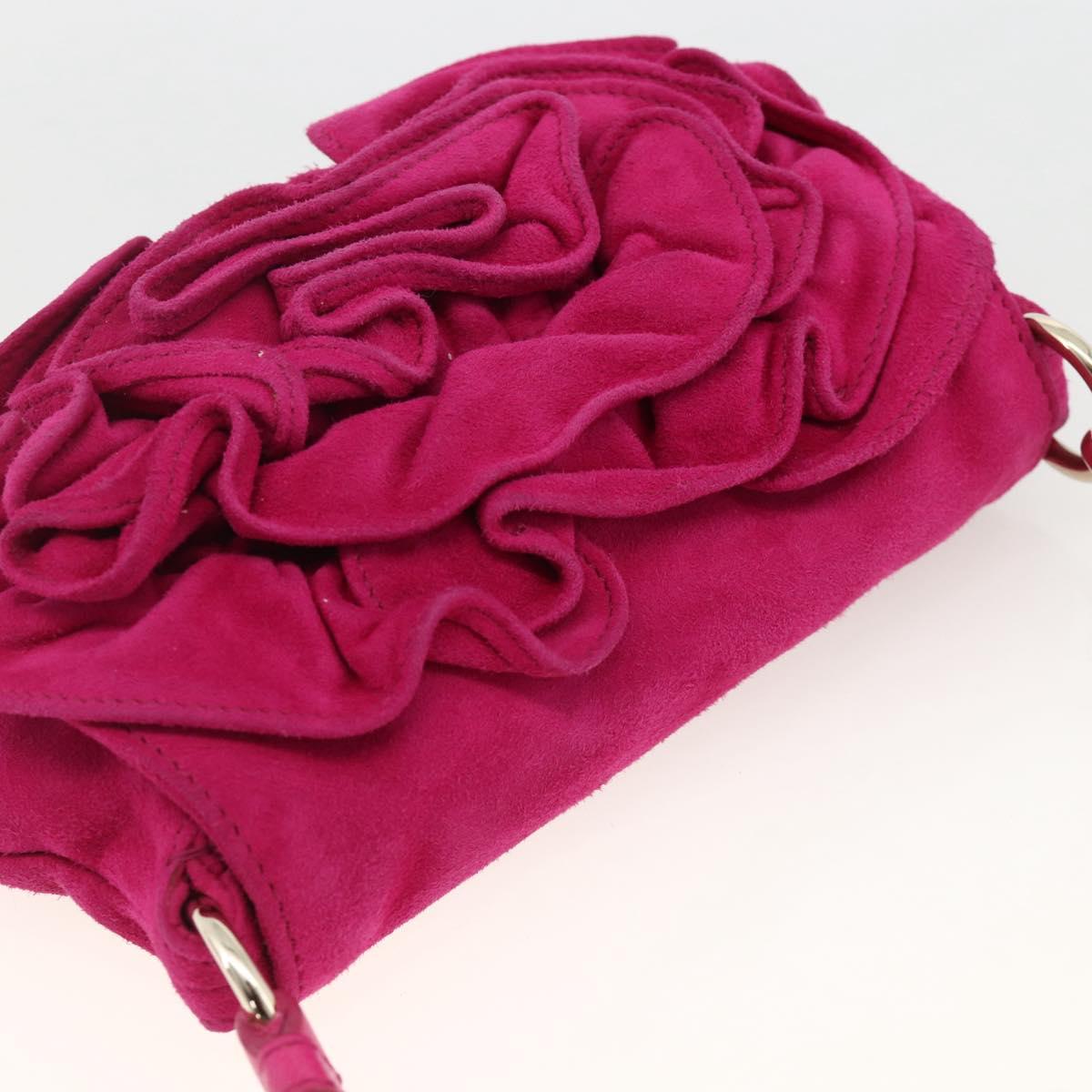SAINT LAURENT Accessory Pouch Suede Pink Gold Auth gh1983