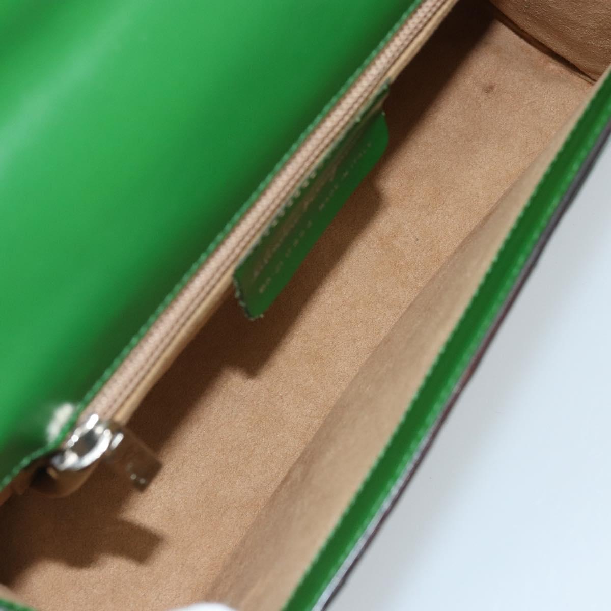 Salvatore Ferragamo Gancini Shoulder Bag Leather Green Silver Auth gh1988A