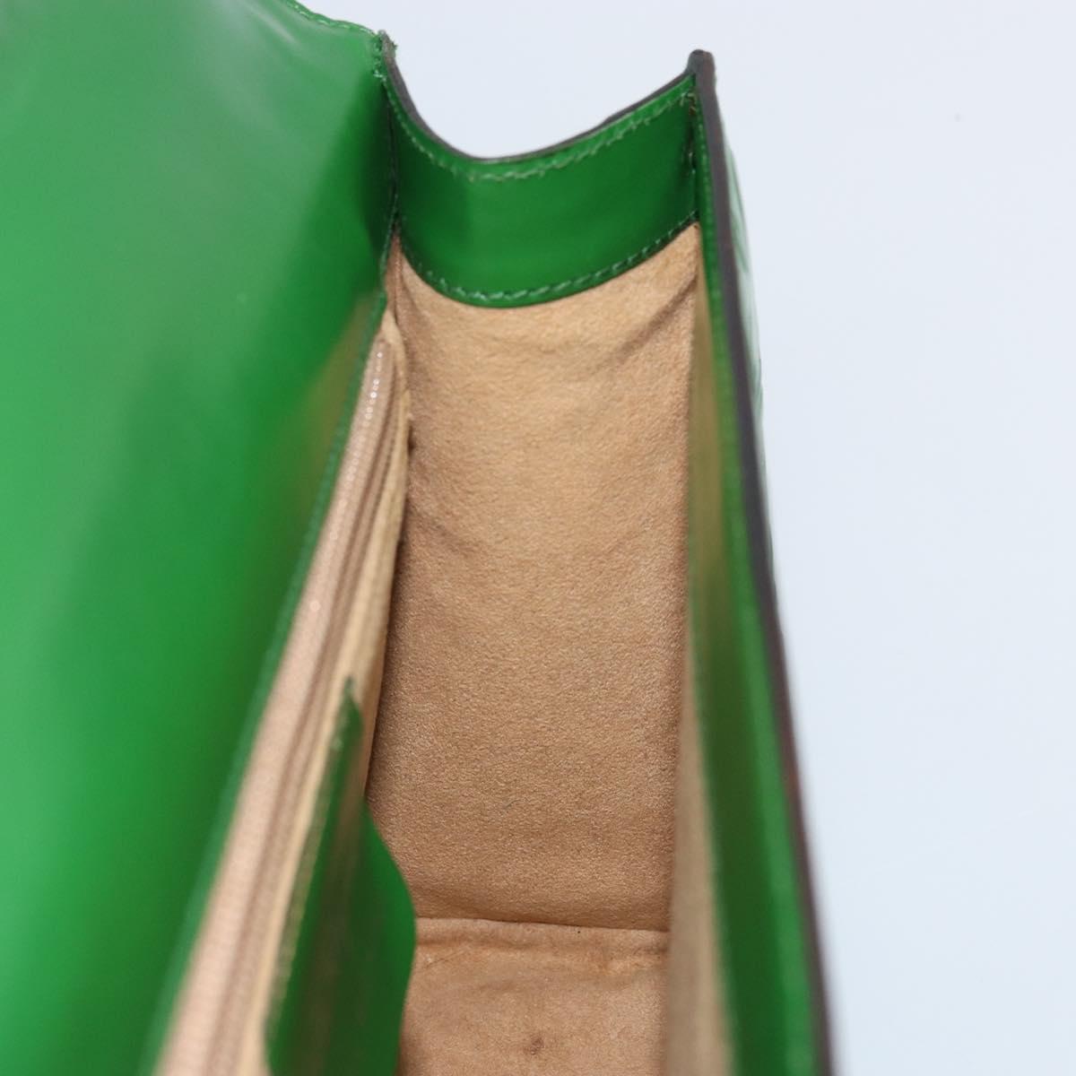 Salvatore Ferragamo Gancini Shoulder Bag Leather Green Silver Auth gh1988A