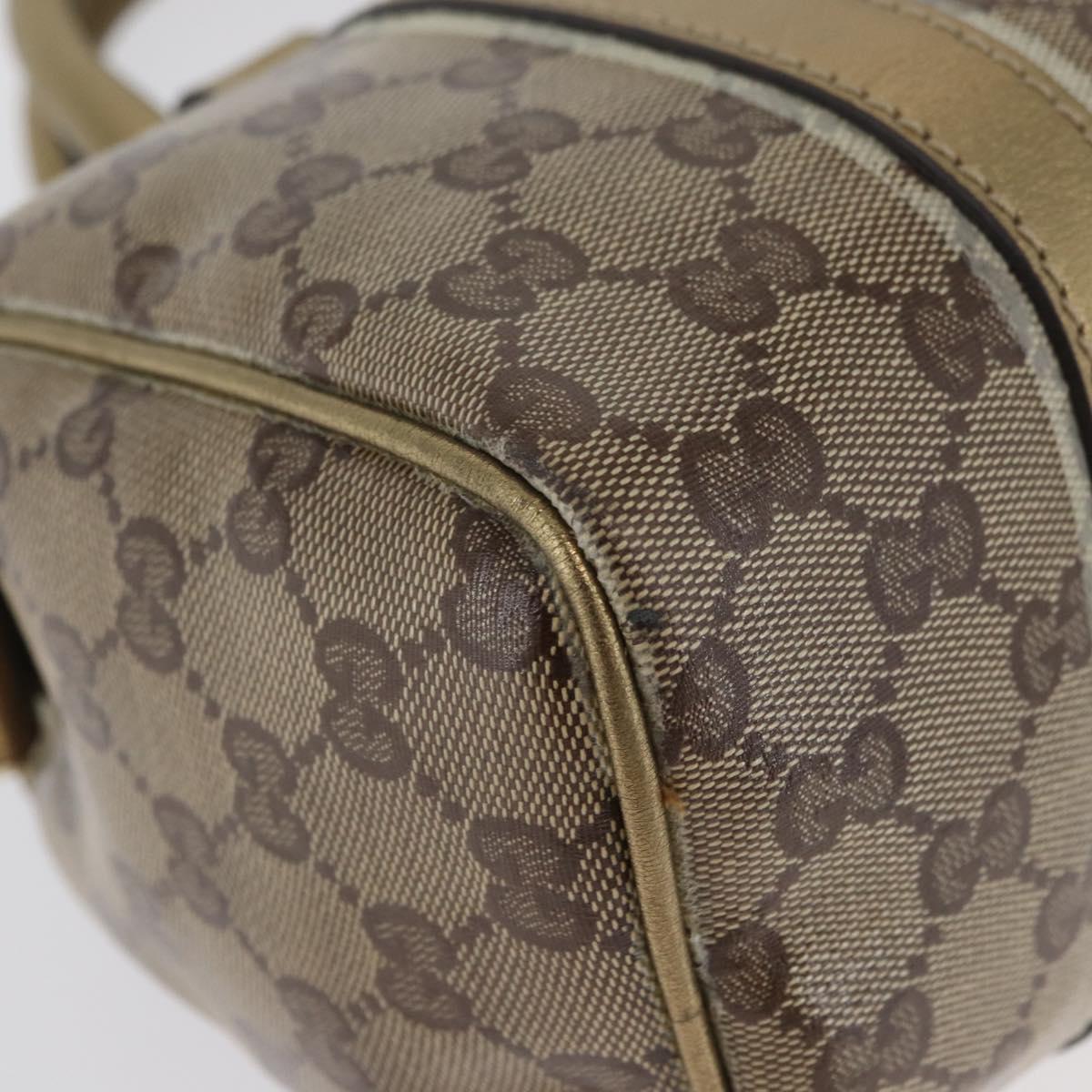GUCCI GG Crystal Boston Bag Coated Canvas Beige Gold Auth gh1992