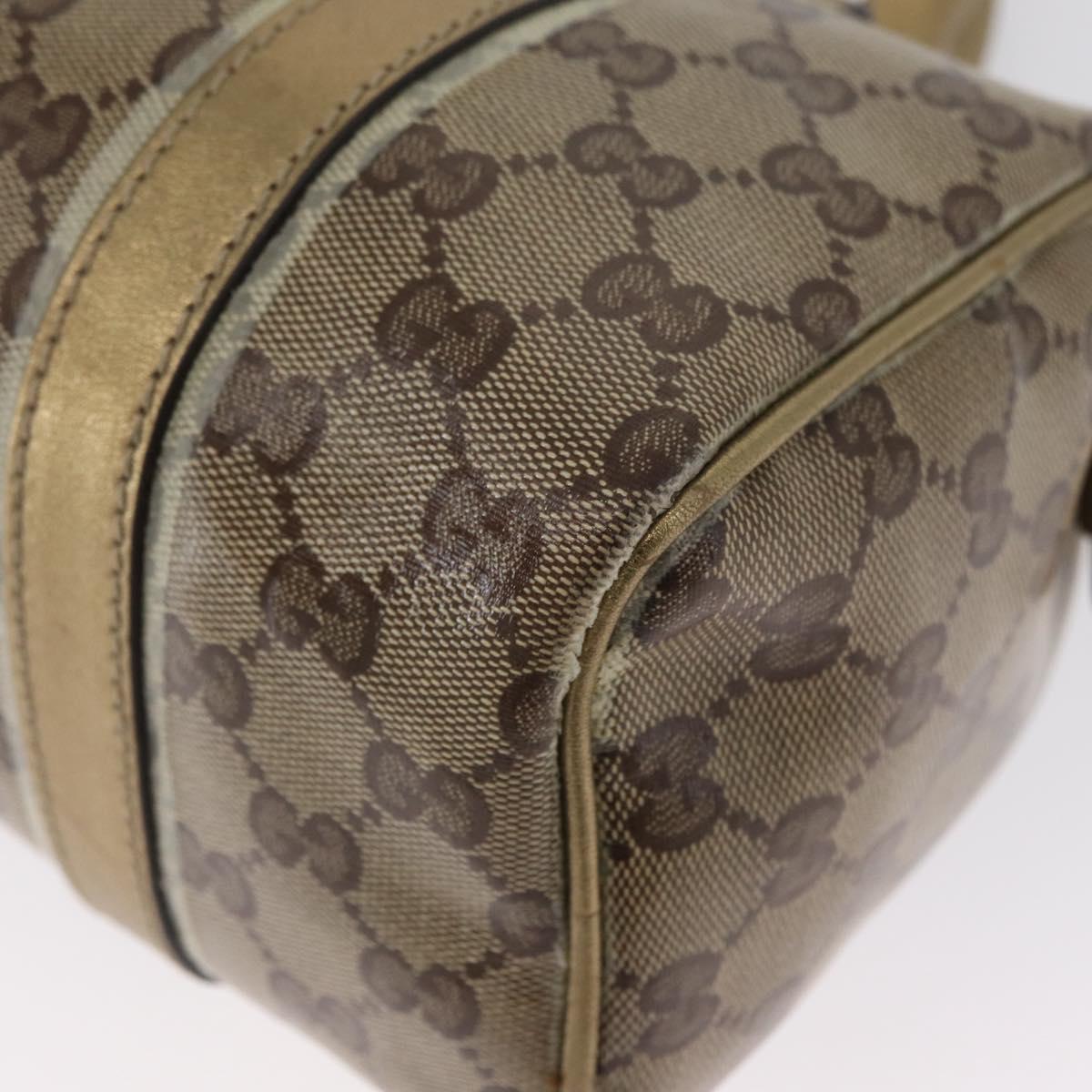 GUCCI GG Crystal Boston Bag Coated Canvas Beige Gold Auth gh1992