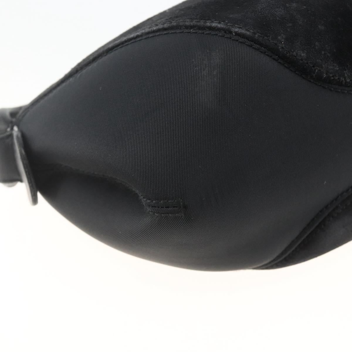 Salvatore Ferragamo Gancini Shoulder Bag Suede Black Silver Auth gh1993