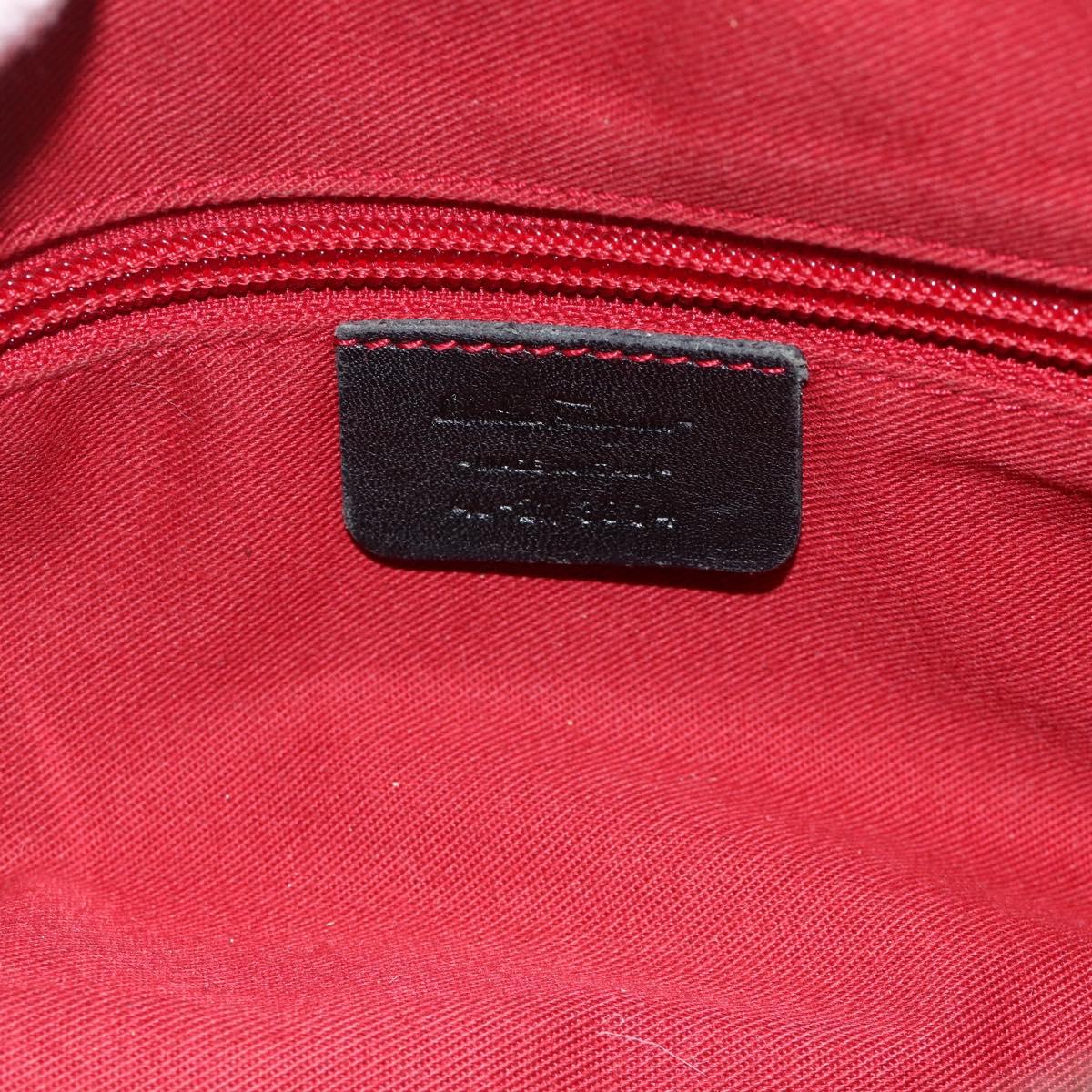 Salvatore Ferragamo Gancini Shoulder Bag Suede Black Silver Auth gh1993