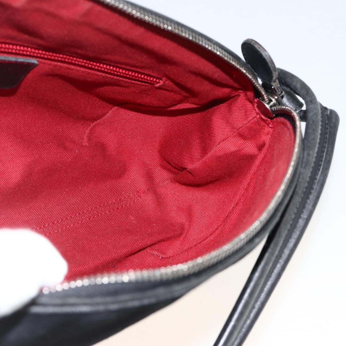 Salvatore Ferragamo Gancini Shoulder Bag Suede Black Silver Auth gh1993