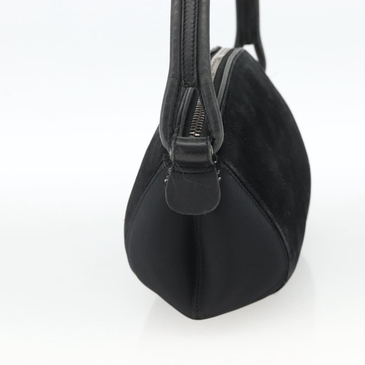 Salvatore Ferragamo Gancini Shoulder Bag Suede Black Silver Auth gh1993