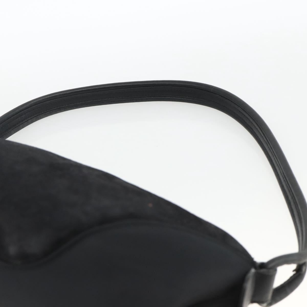 Salvatore Ferragamo Gancini Shoulder Bag Suede Black Silver Auth gh1993