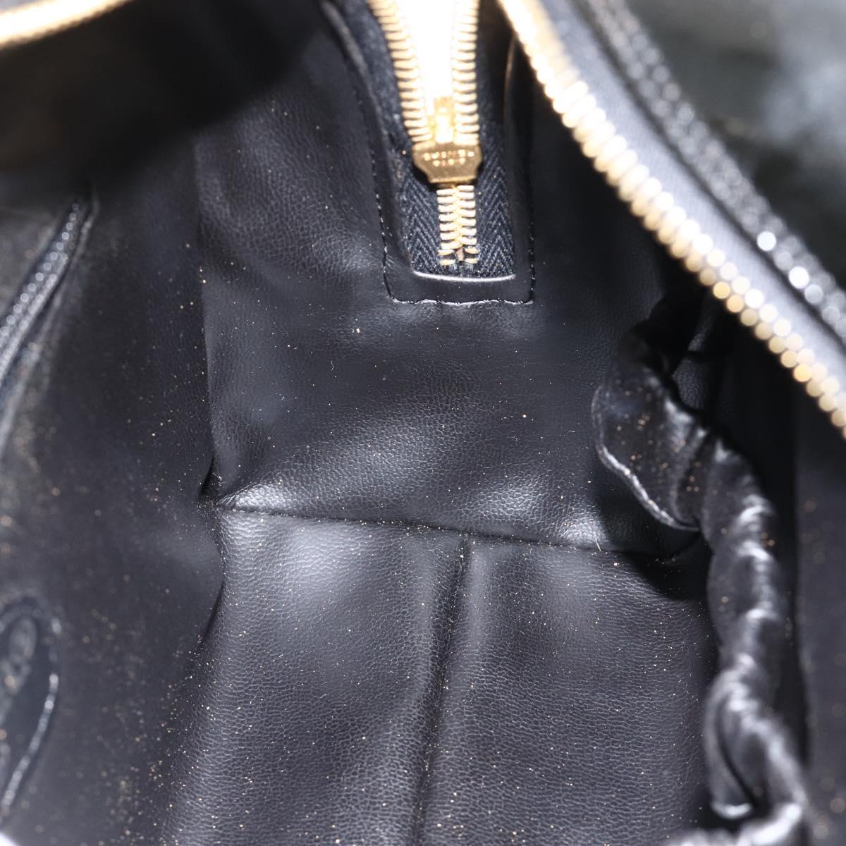 CHANEL COCO Mark Pouch Patent leather Black Gold CC Auth gh1998