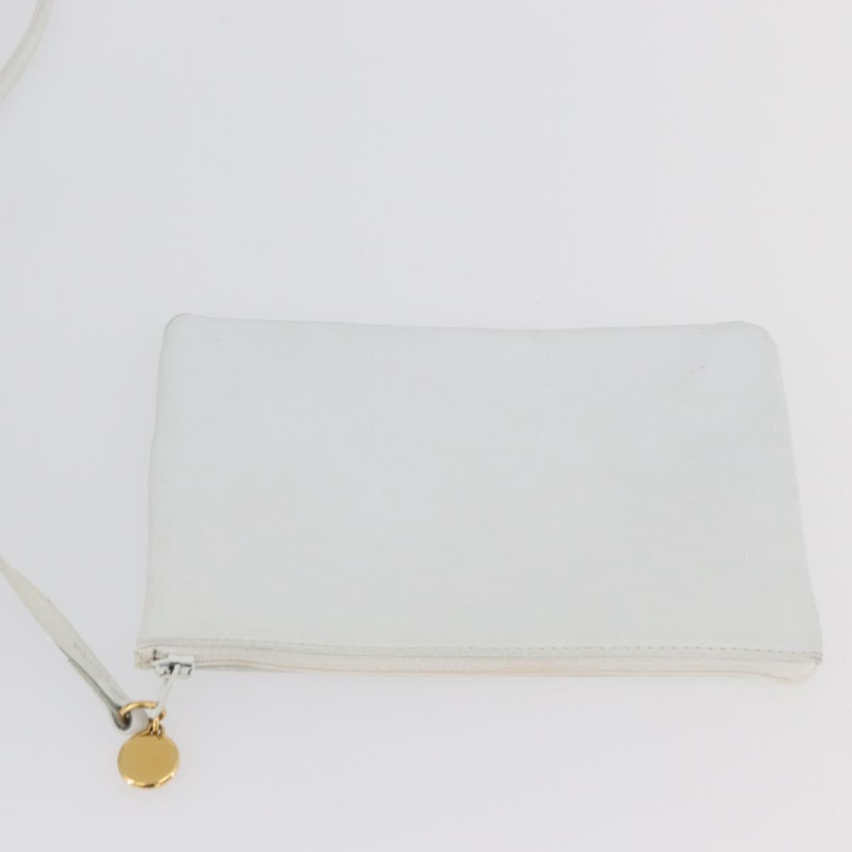 CHANEL COCO Mark Shoulder Bag Leather White Gold CC Auth gh2005A