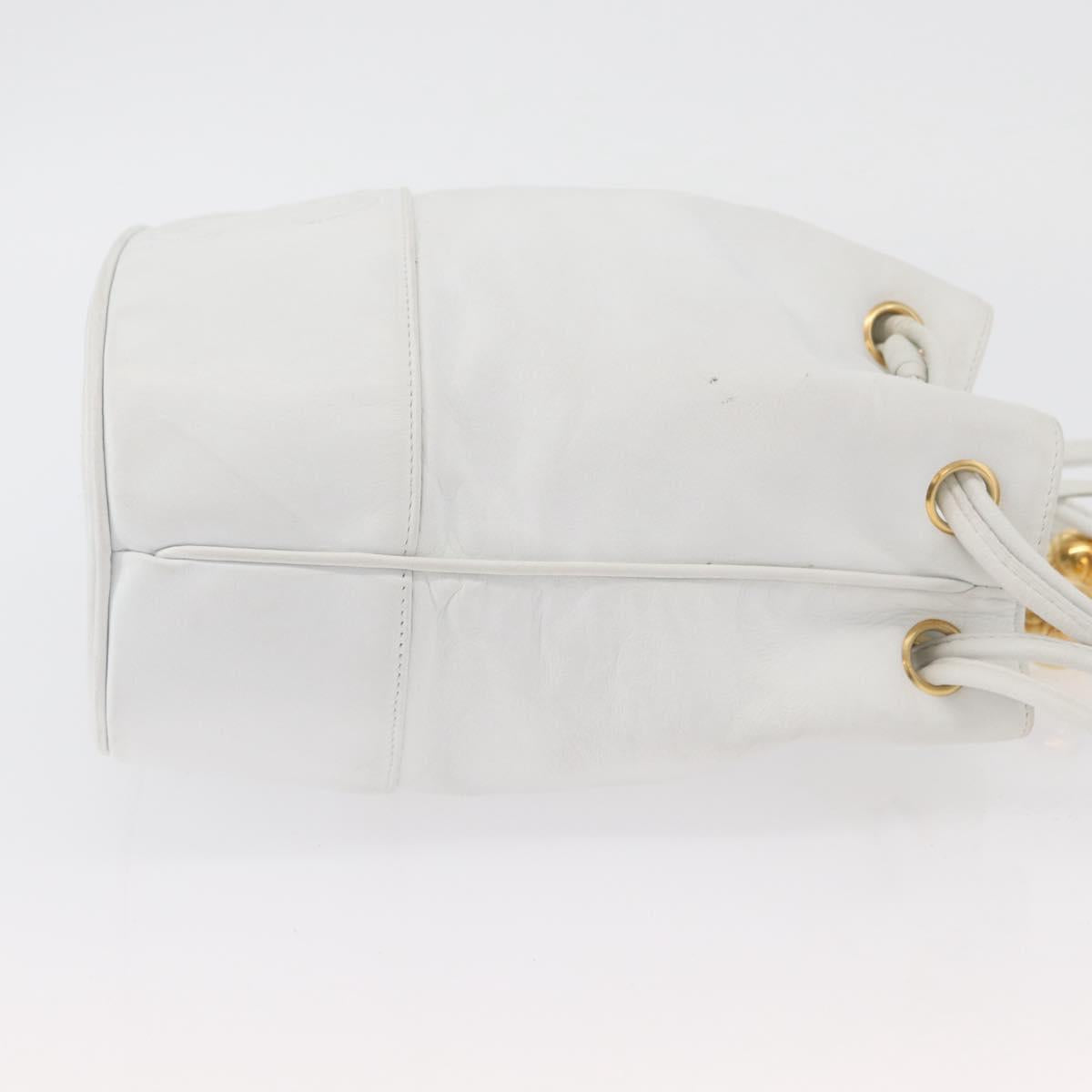 CHANEL COCO Mark Shoulder Bag Leather White Gold CC Auth gh2005A