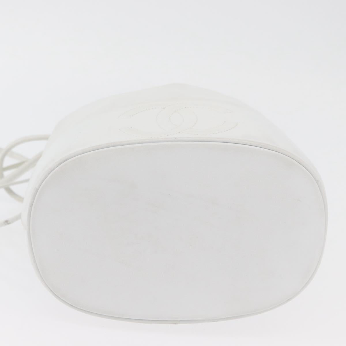CHANEL COCO Mark Shoulder Bag Leather White Gold CC Auth gh2005A