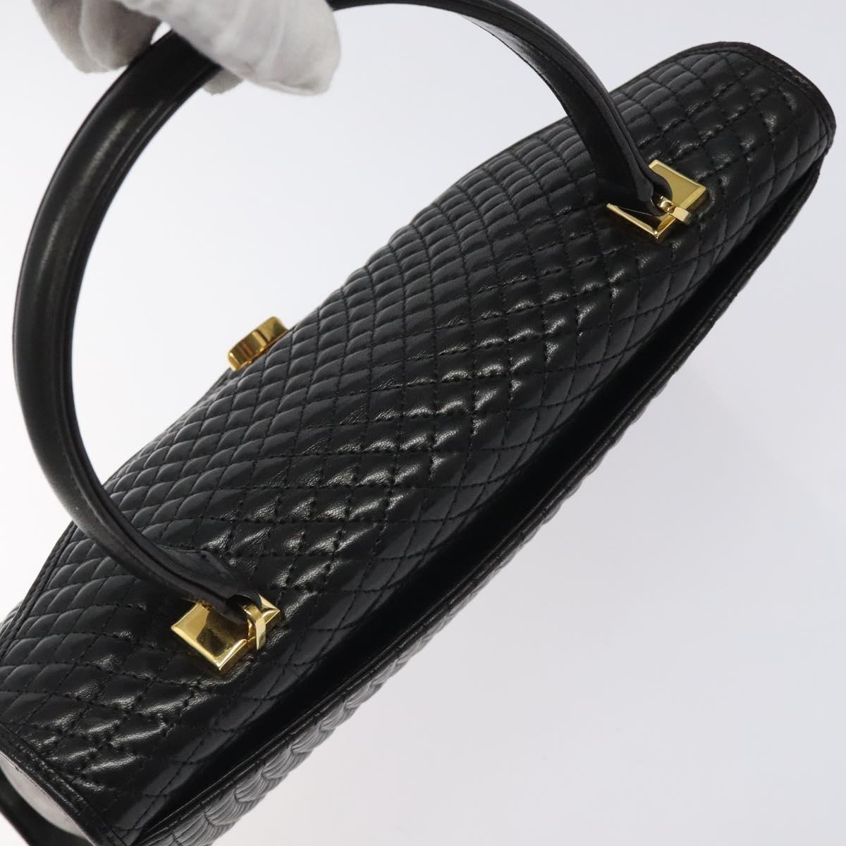 BALLY Hand Bag Leather Black Gold Auth gh201