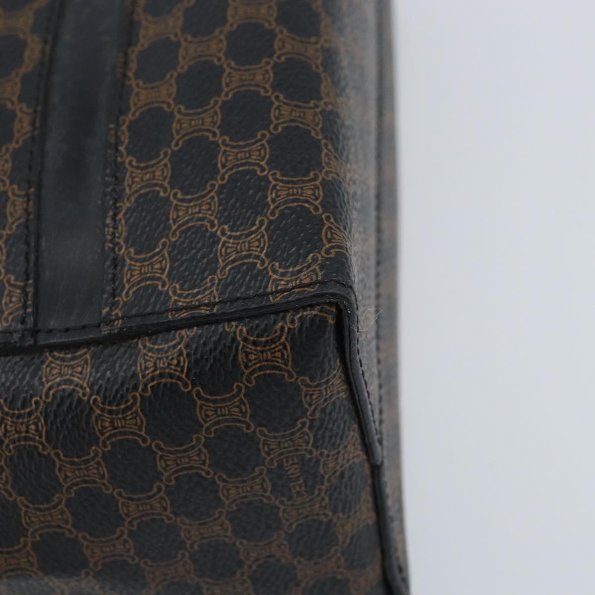 CELINE Macadam Canvas Hand Bag PVC Leather Black Gold Auth gh2022