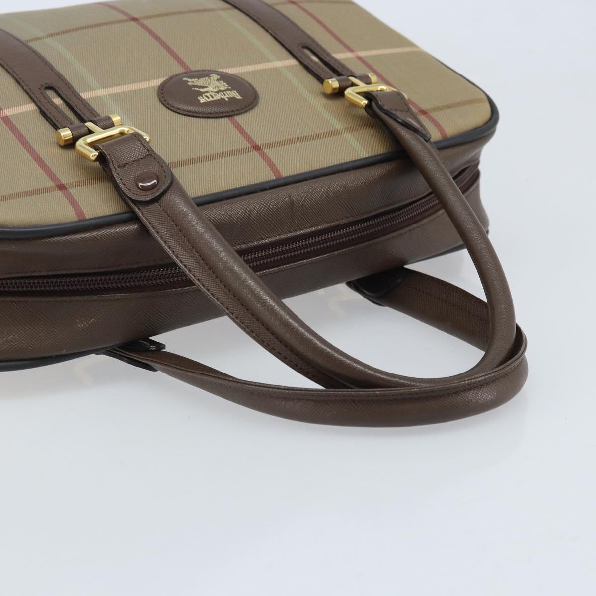 Burberrys Nova Check Hand Bag Canvas Brown Gold Auth gh2024