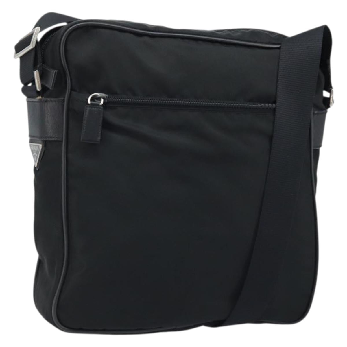 PRADA Shoulder Bag Nylon Black Silver Auth gh2029