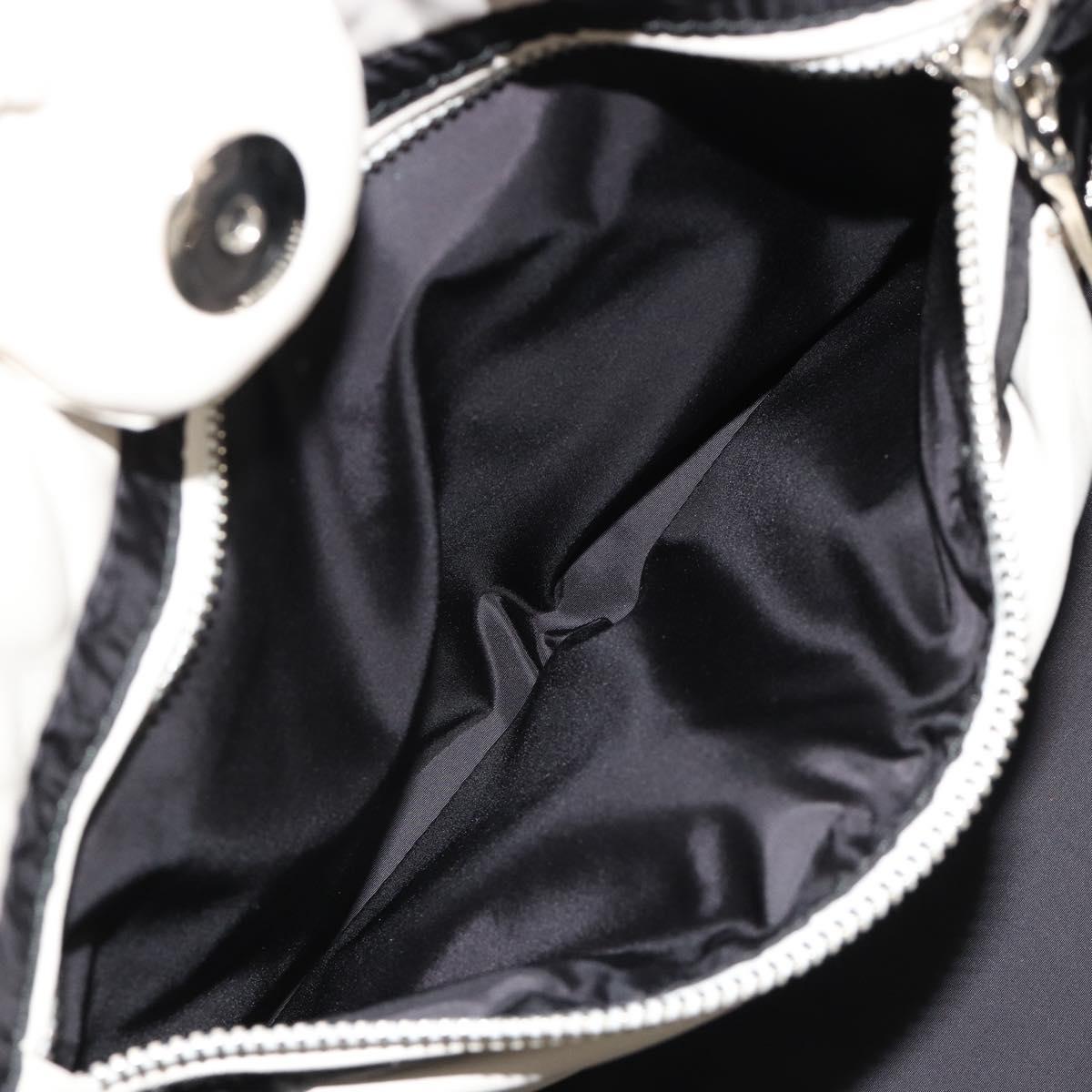PRADA Canapa MM Hand Bag Leather White Silver Auth gh2041