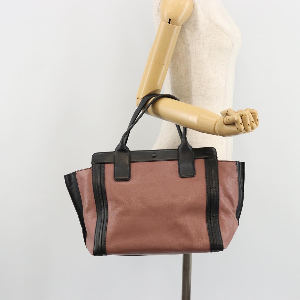 Chloe Alice Hand Bag Leather Pink Gold Auth gh2042