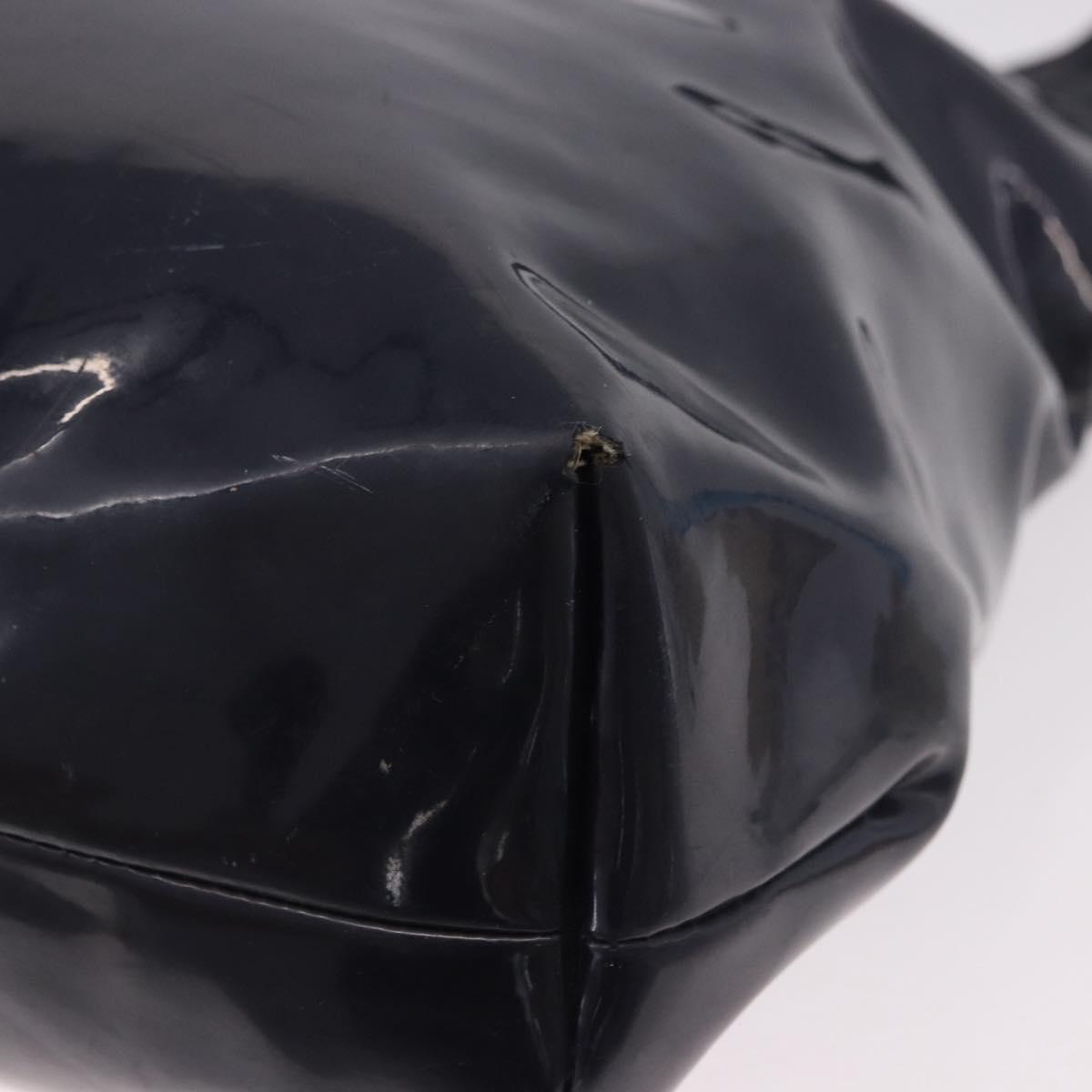 CELINE Circle Shoulder Bag Vinyl Navy Auth gh2044