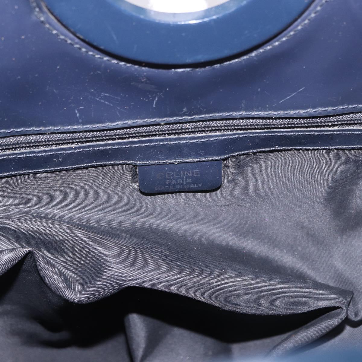 CELINE Circle Shoulder Bag Vinyl Navy Auth gh2044