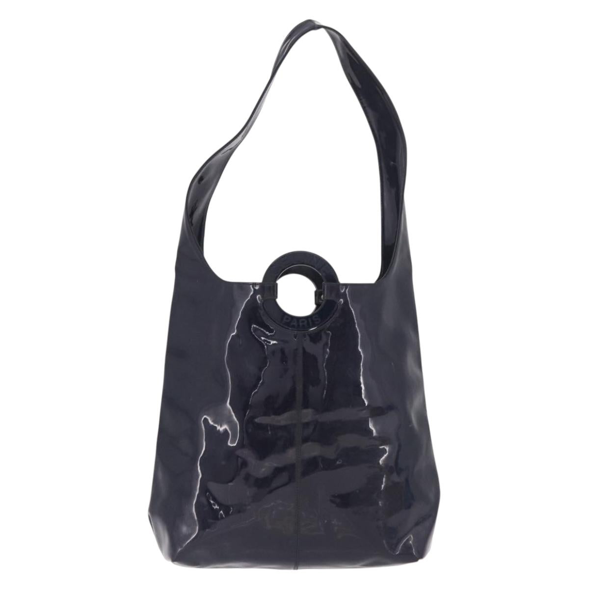 CELINE Circle Shoulder Bag Vinyl Navy Auth gh2044
