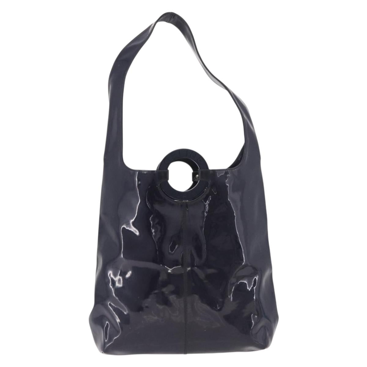 CELINE Circle Shoulder Bag Vinyl Navy Auth gh2044