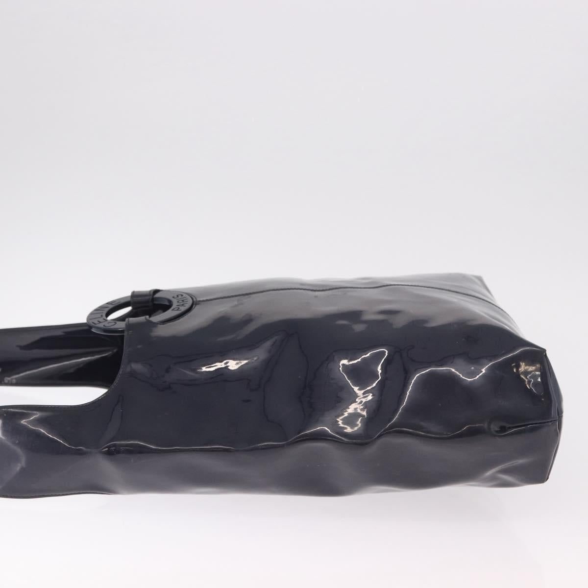 CELINE Circle Shoulder Bag Vinyl Navy Auth gh2044