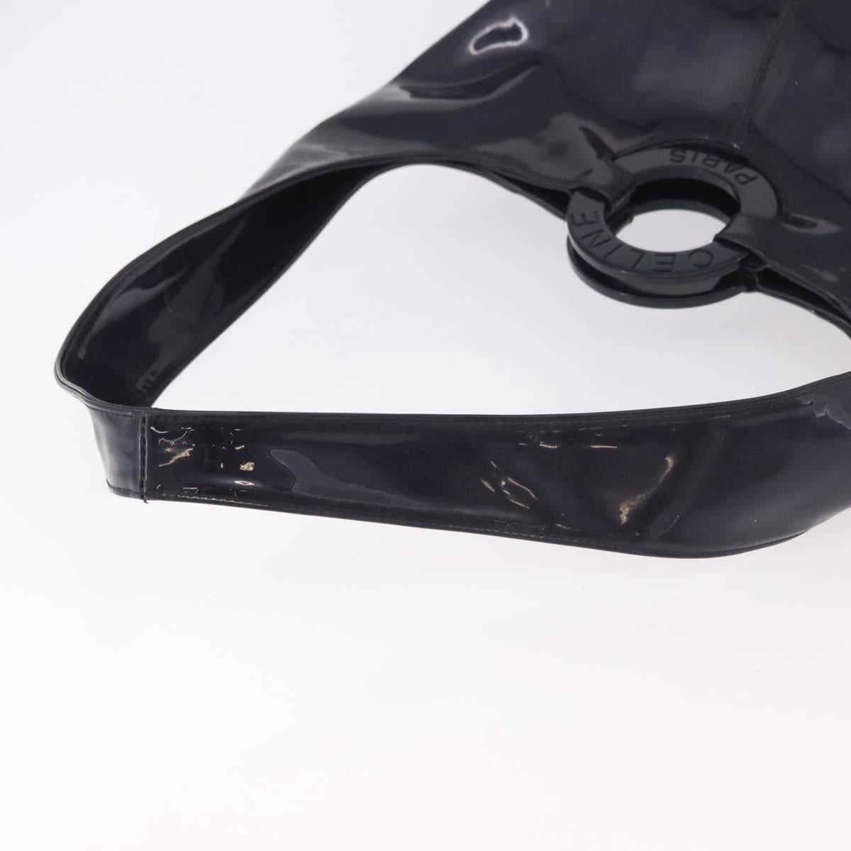CELINE Circle Shoulder Bag Vinyl Navy Auth gh2044
