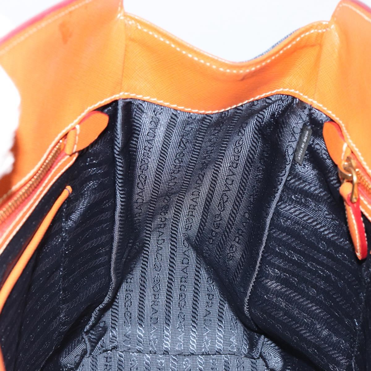 PRADA Hand Bag Denim Navy Gold Auth gh2045A
