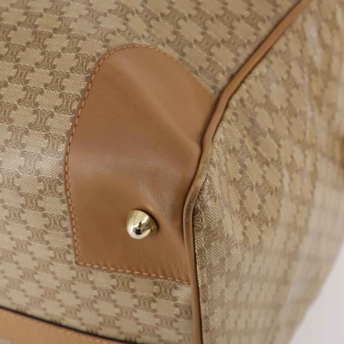 CELINE Macadam Canvas Boston Bag PVC Beige Gold Auth gh2046