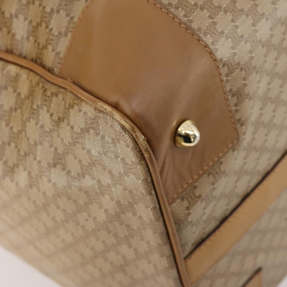 CELINE Macadam Canvas Boston Bag PVC Beige Gold Auth gh2046