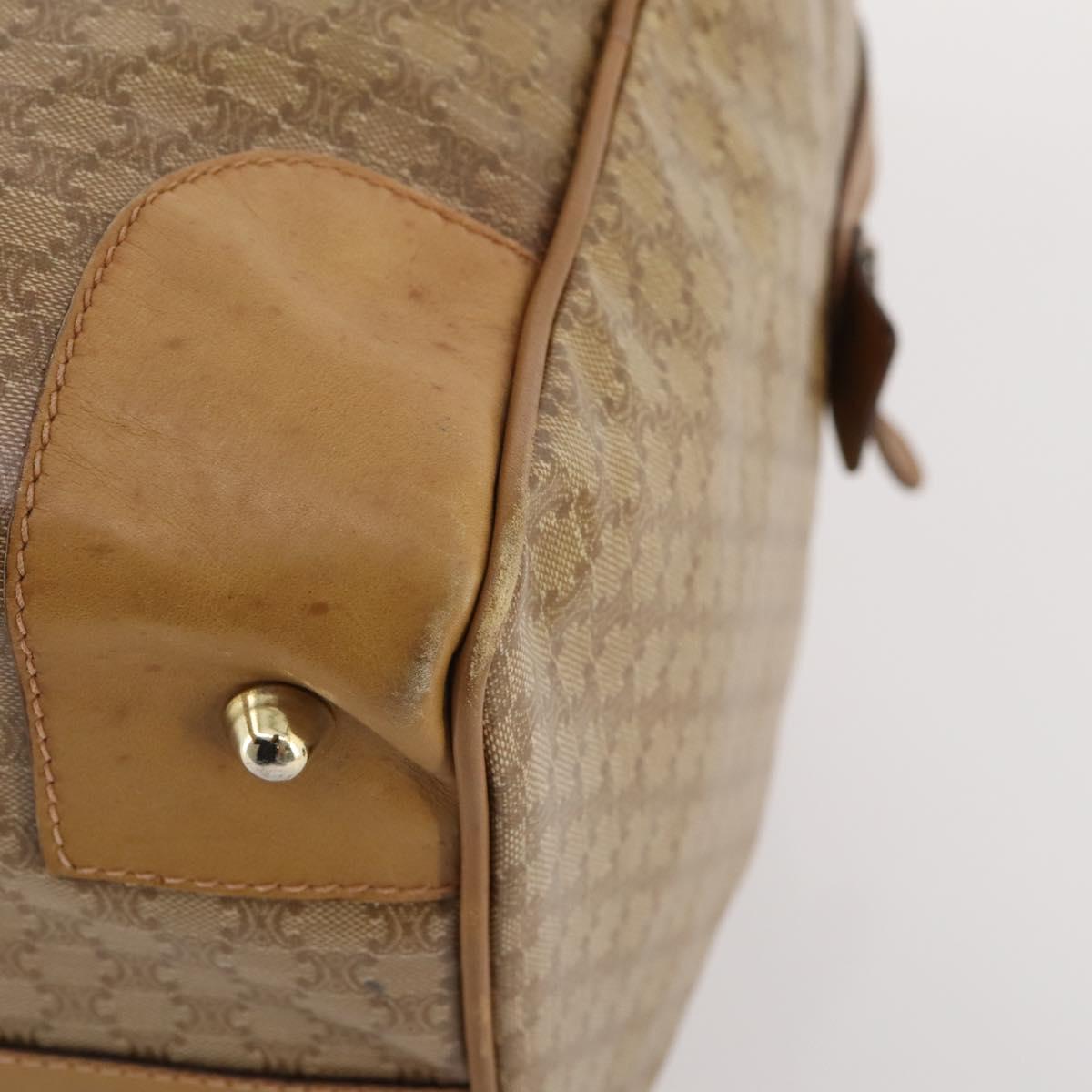 CELINE Macadam Canvas Boston Bag PVC Beige Gold Auth gh2046
