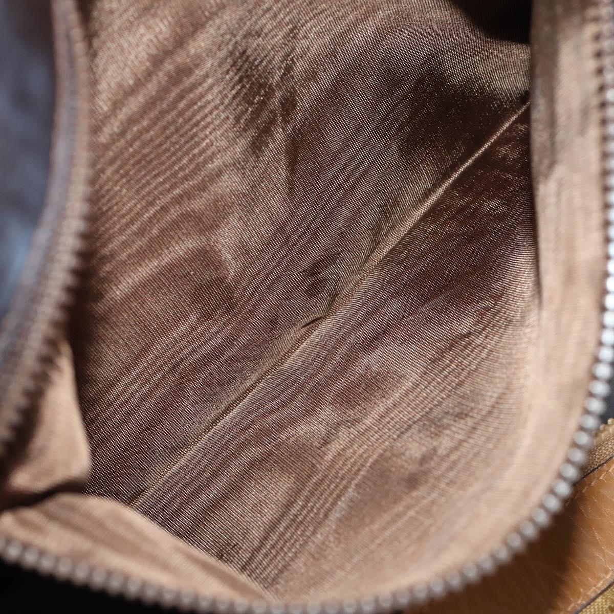 CELINE Macadam Canvas Boston Bag PVC Beige Gold Auth gh2046