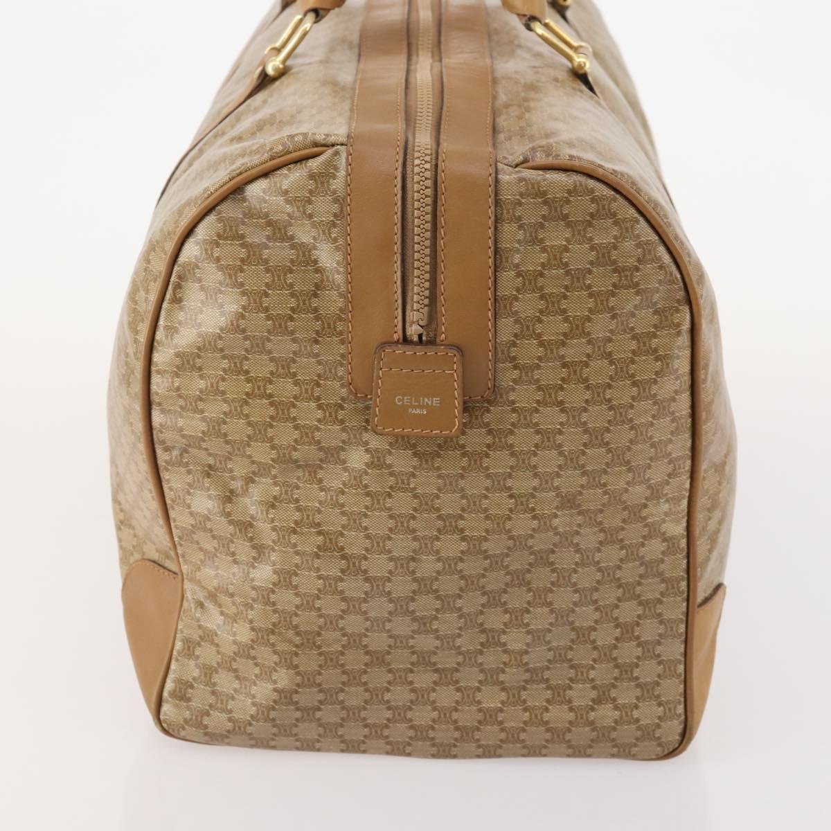 CELINE Macadam Canvas Boston Bag PVC Beige Gold Auth gh2046