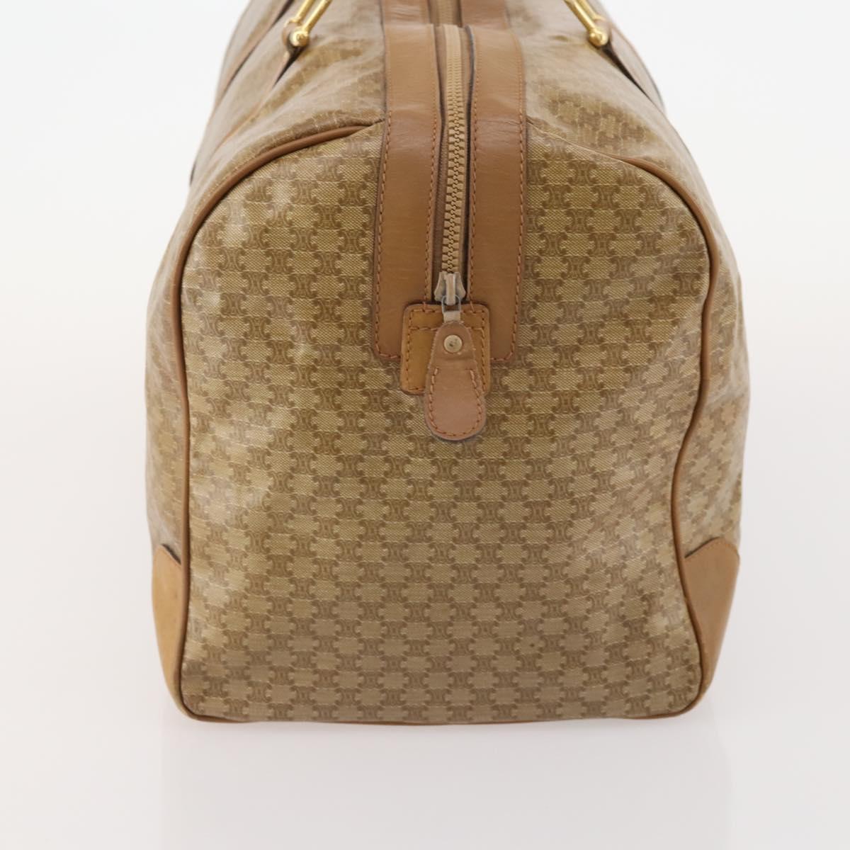 CELINE Macadam Canvas Boston Bag PVC Beige Gold Auth gh2046