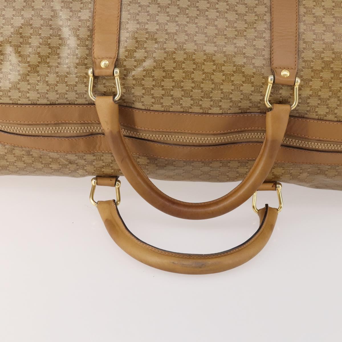 CELINE Macadam Canvas Boston Bag PVC Beige Gold Auth gh2046