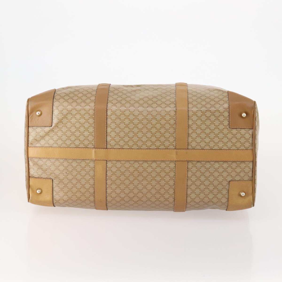 CELINE Macadam Canvas Boston Bag PVC Beige Gold Auth gh2046
