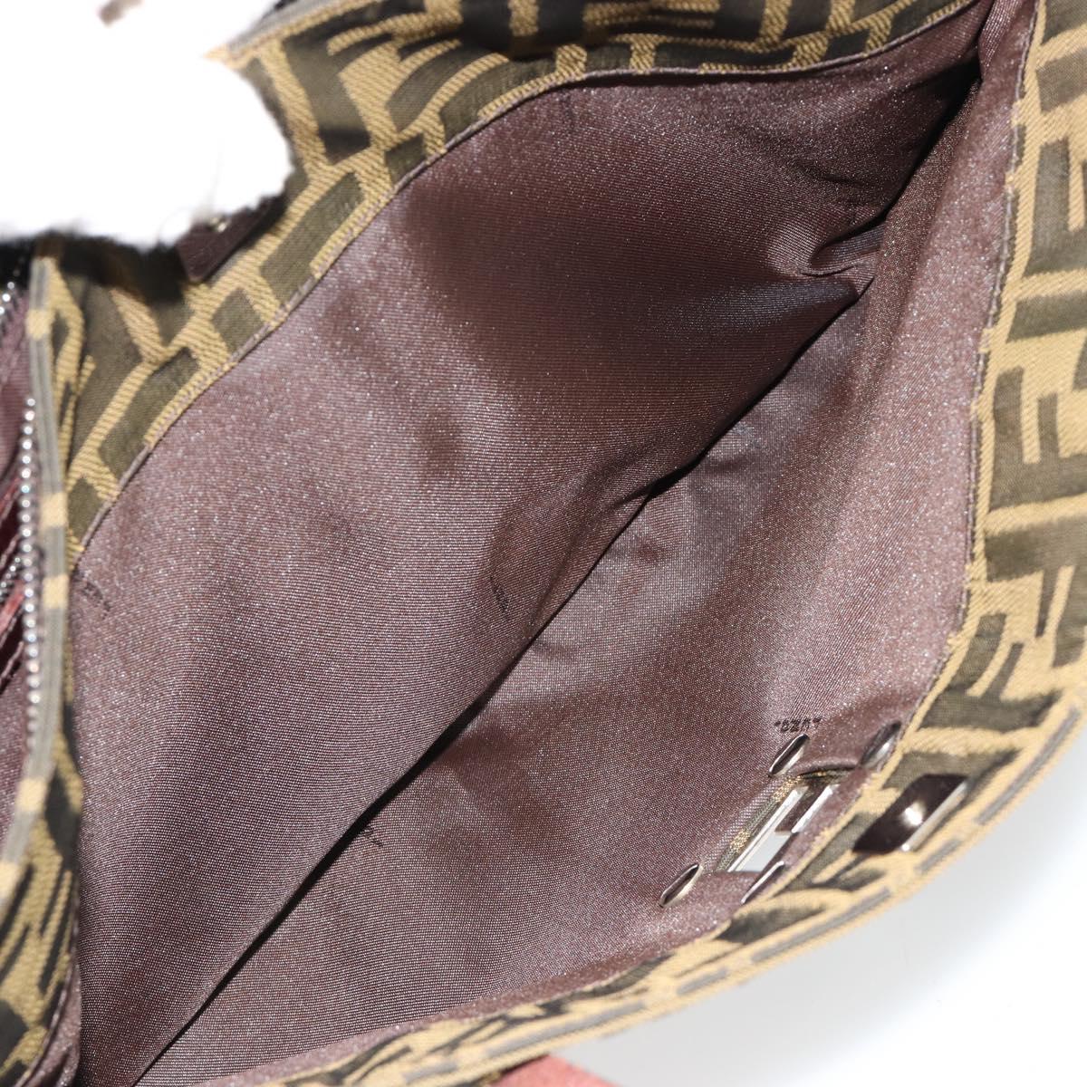 FENDI Zucca Canvas Hand Bag Black Brown Auth gh2047