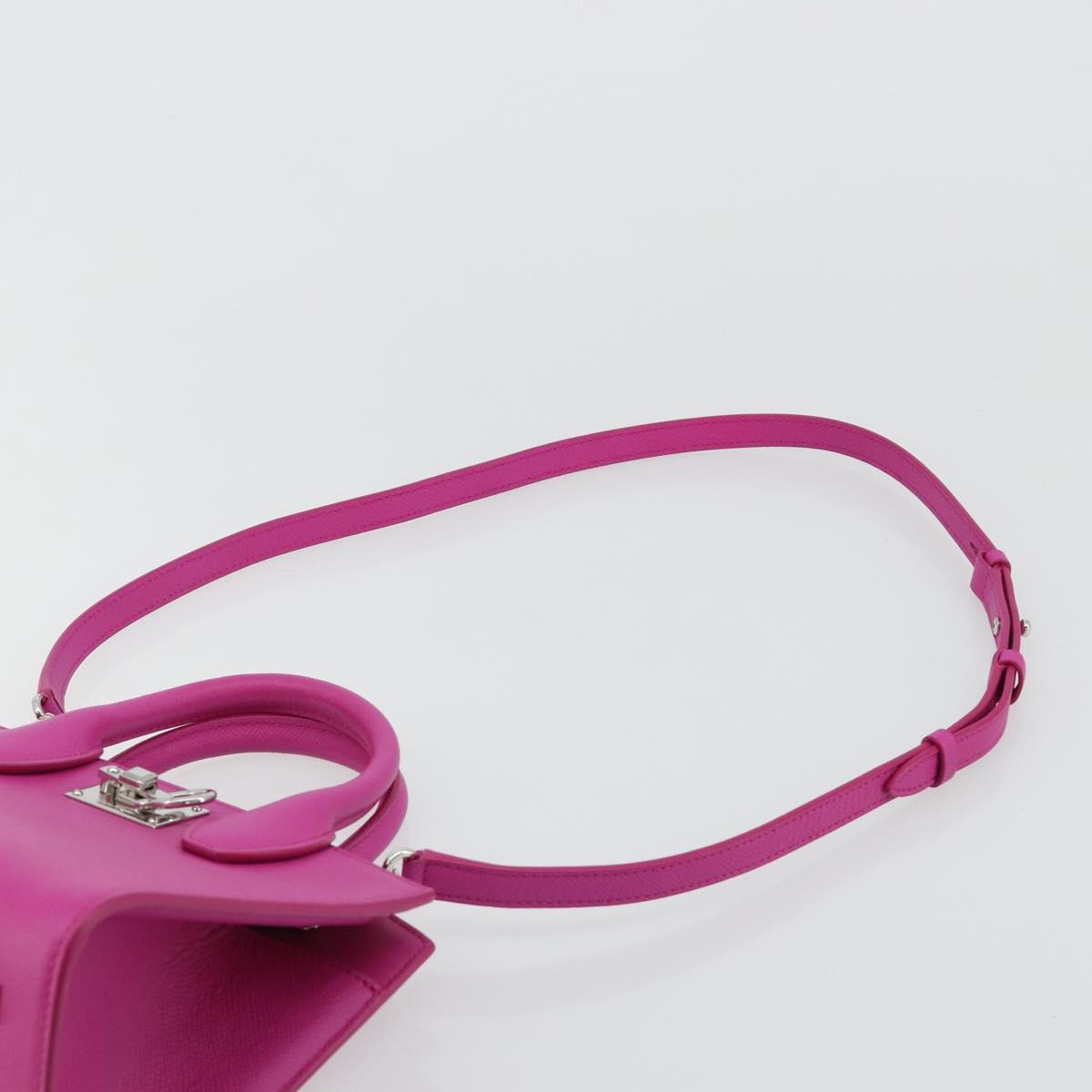 Salvatore Ferragamo Studio Box Hand Bag Leather 2way Pink Silver Auth gh2052SAV