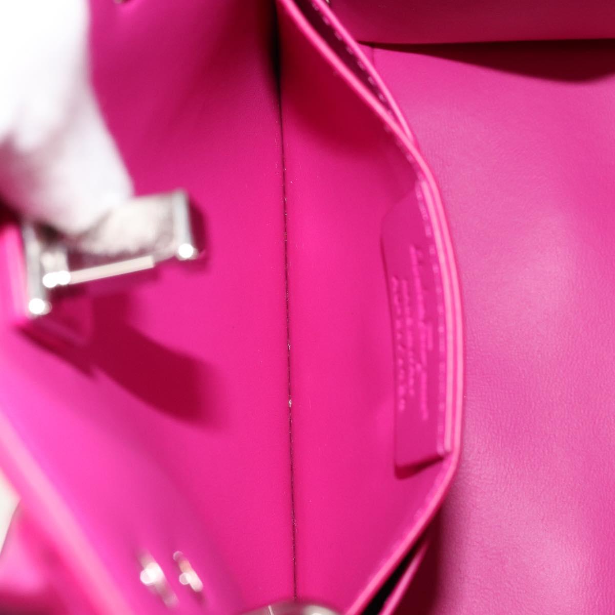 Salvatore Ferragamo Studio Box Hand Bag Leather 2way Pink Silver Auth gh2052SAV