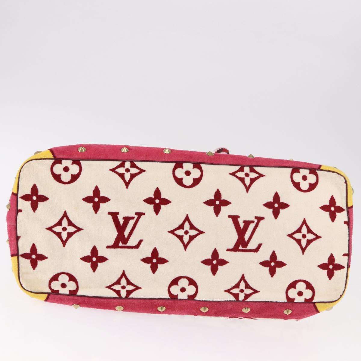LOUIS VUITTON Cruise line Eponge Tote Bag Pile White M92096 LV Auth gh2053A
