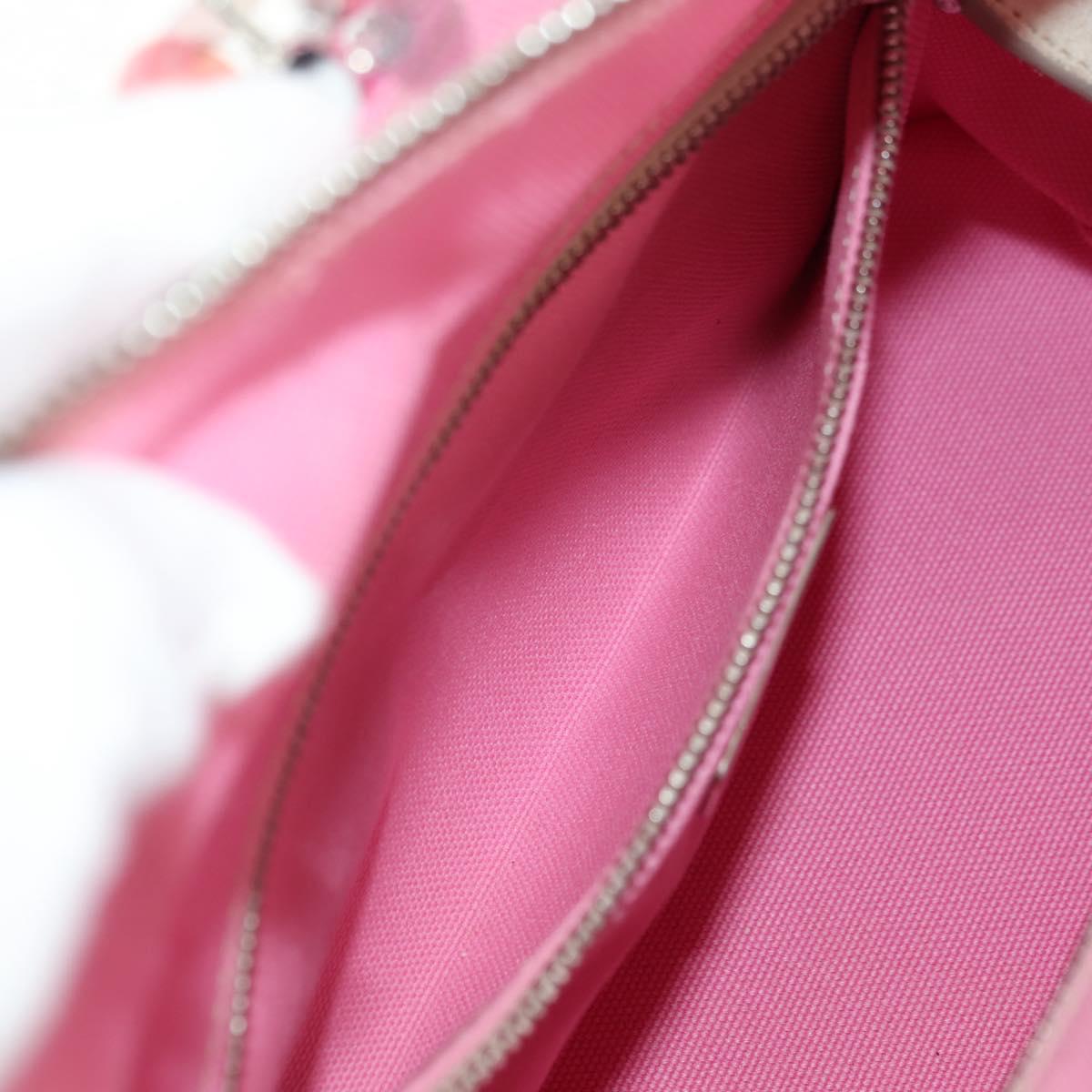 PRADA Hand Bag Rattan 2way Pink Silver Auth gh2054A