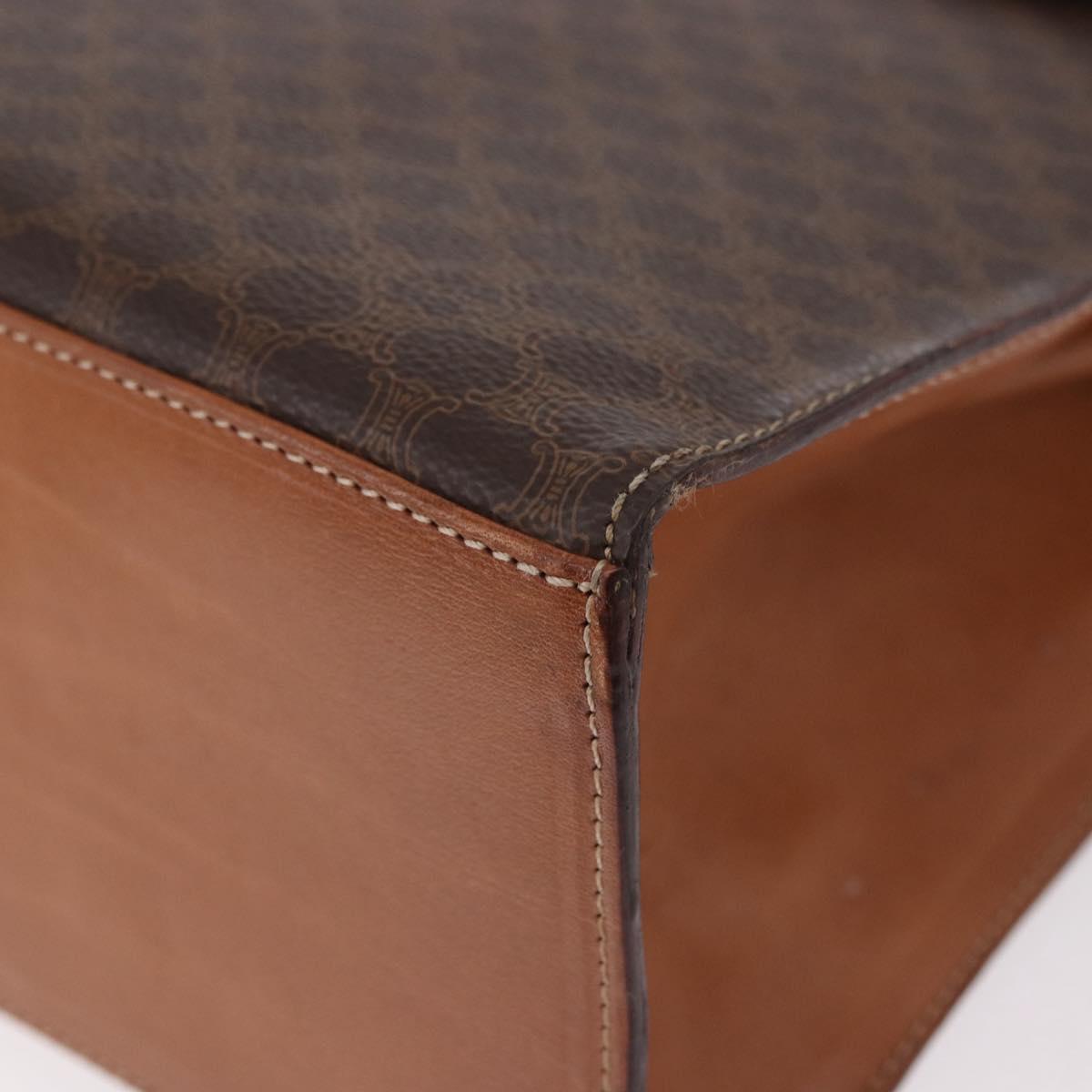 CELINE Macadam Canvas Hand Bag PVC Leather Brown Gold Auth gh2055