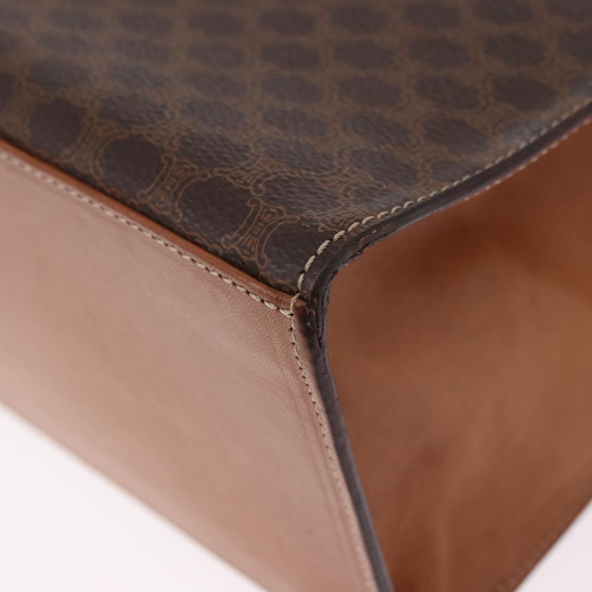 CELINE Macadam Canvas Hand Bag PVC Leather Brown Gold Auth gh2055