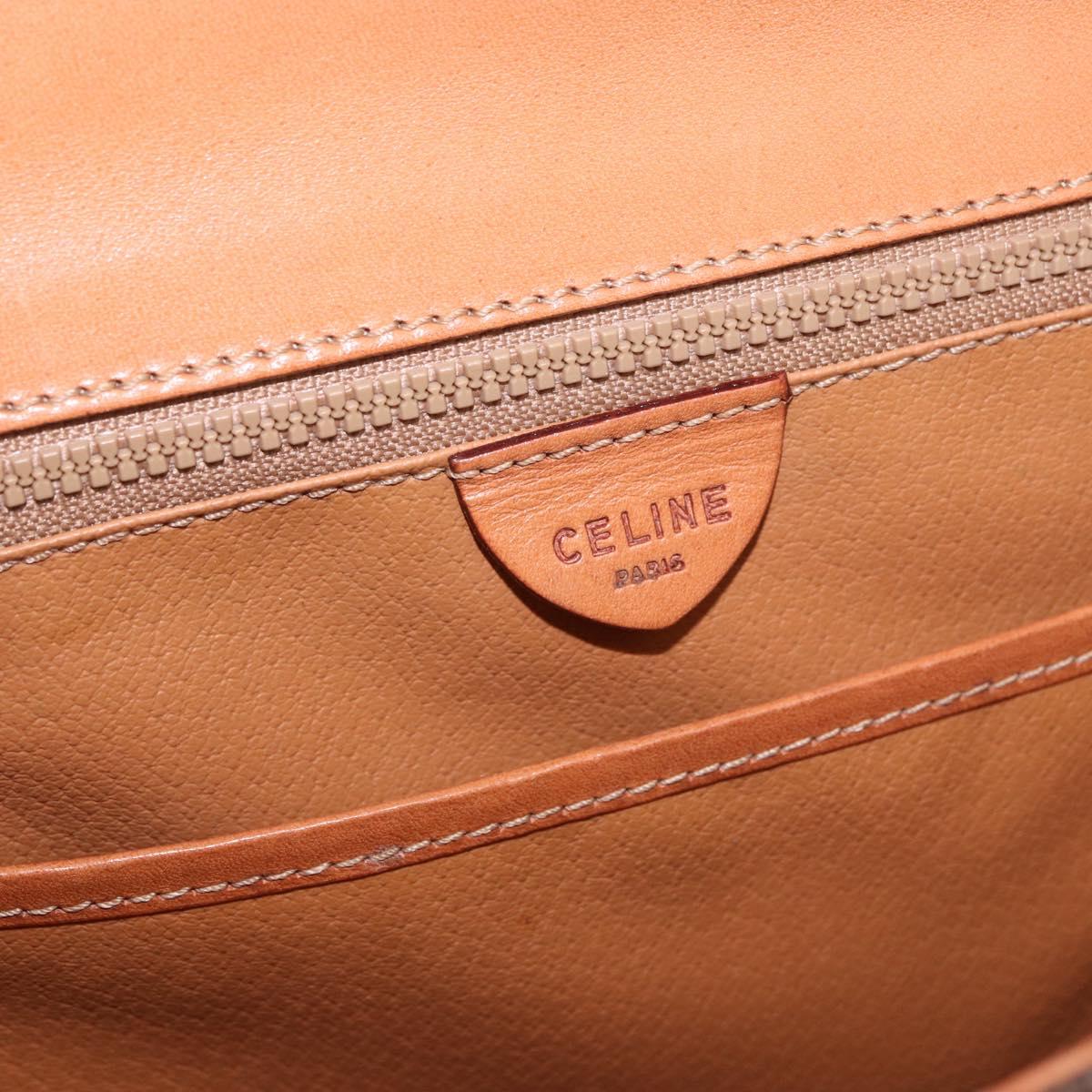 CELINE Macadam Canvas Hand Bag PVC Leather Brown Gold Auth gh2055