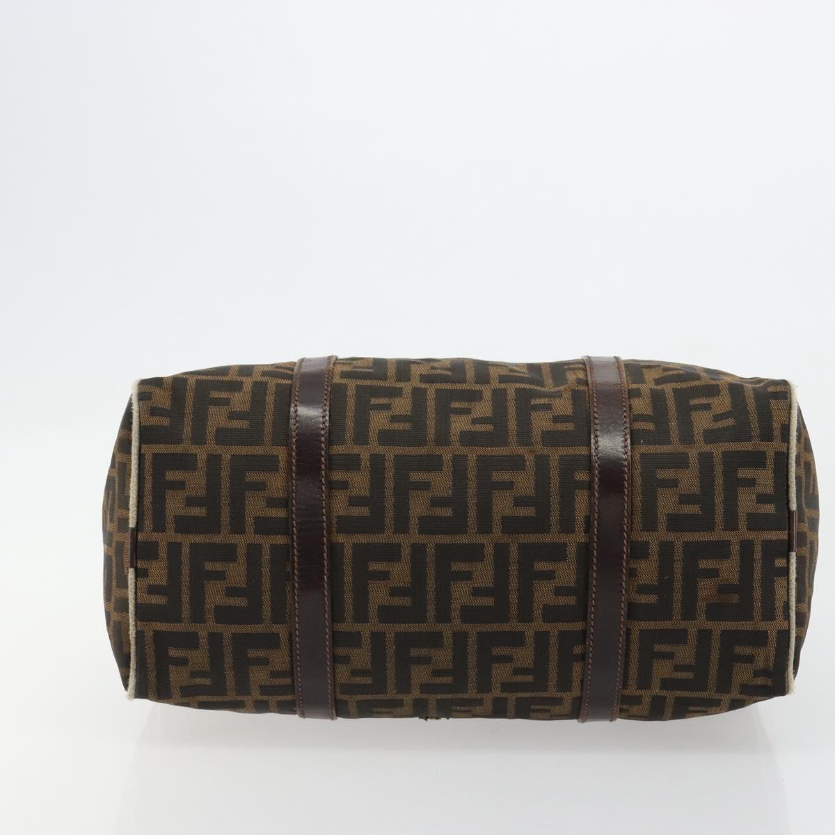 FENDI Zucca Canvas Boston Bag Black Brown Auth gh2059