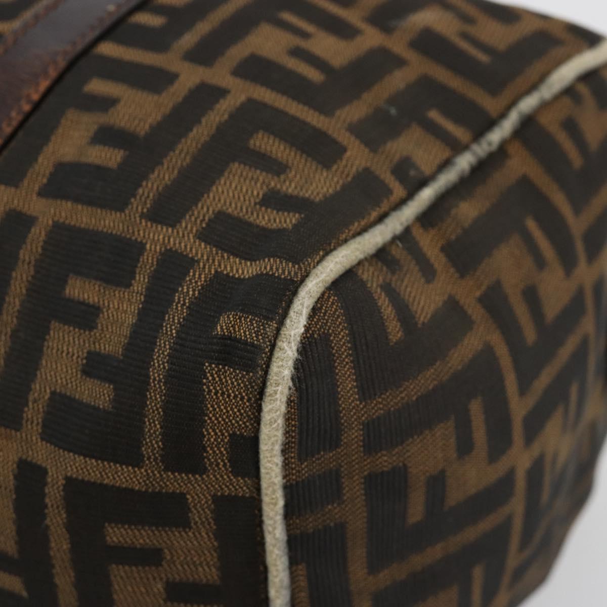 FENDI Zucca Canvas Boston Bag Black Brown Auth gh2059