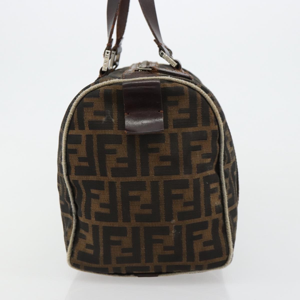 FENDI Zucca Canvas Boston Bag Black Brown Auth gh2059